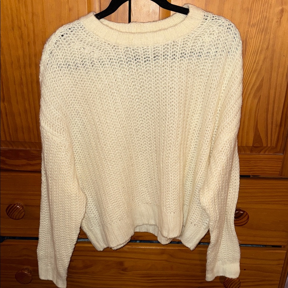 American Eagle Outfitters Cream Knit Sweater